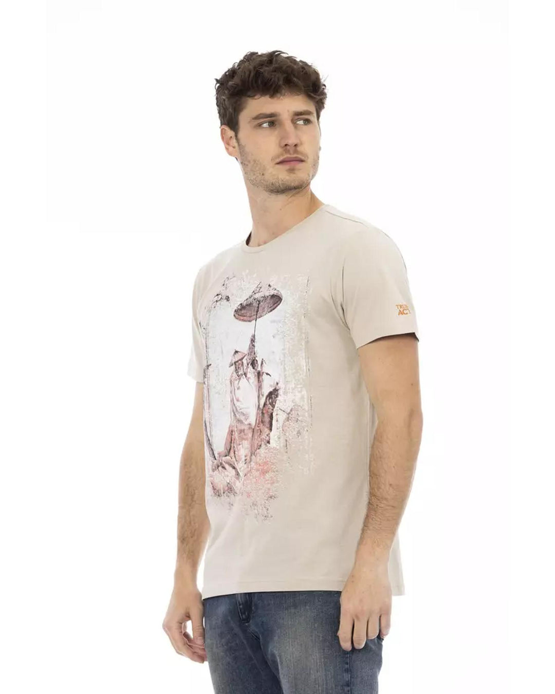 Front Print Short Sleeve T-shirt with Round Neck 2XL Men