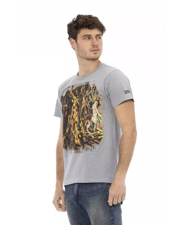 Short Sleeve T-shirt with Round Neck and Front Print XL Men