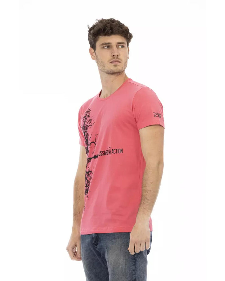 Short Sleeve T-shirt with Round Neck and Front Print 2XL Men