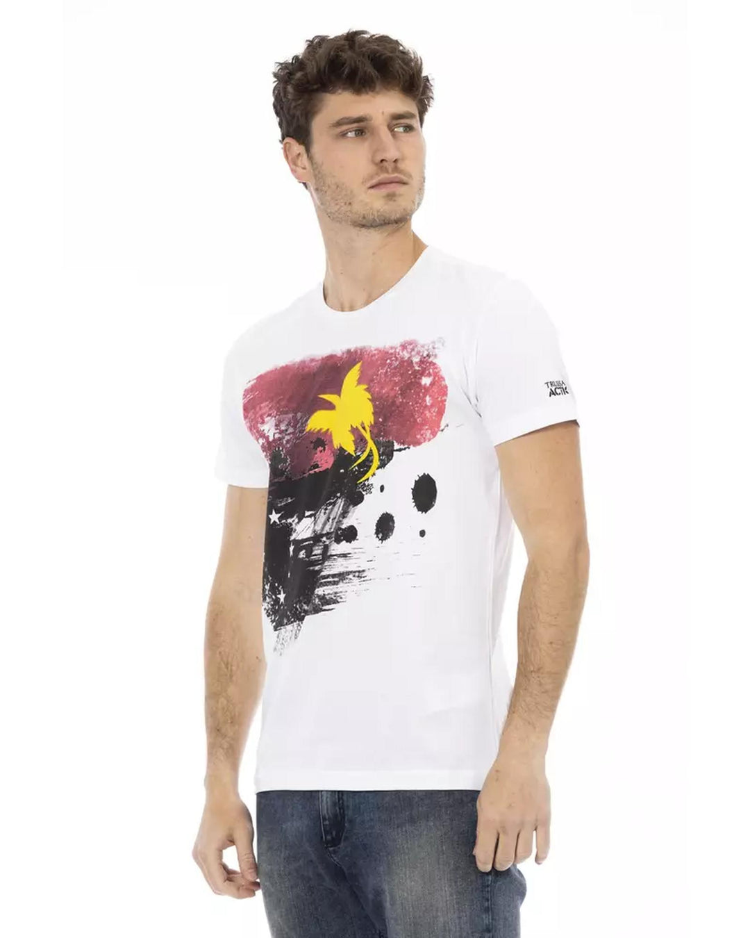 Printed Short Sleeve T-shirt with Round Neck L Men