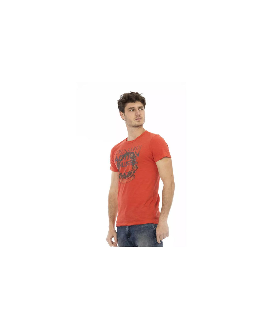 Front Print Short Sleeve T-Shirt with Round Neck XL Men