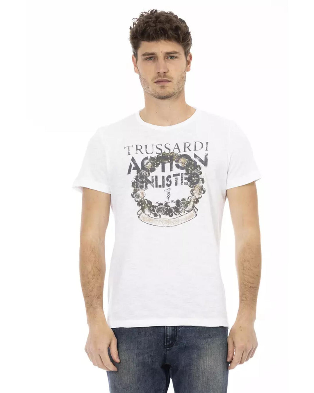 Short Sleeve T-shirt With Round Neck Front Print 2XL Men