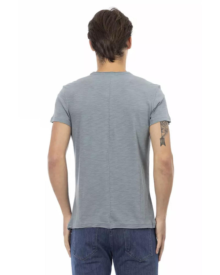 Short Sleeve T-shirt with Round Neck and Chest Pocket Print M Men