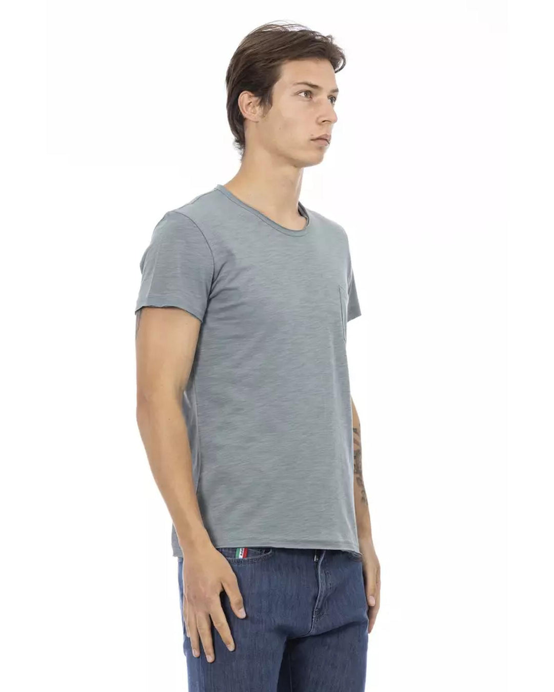 Short Sleeve T-shirt with Round Neck and Chest Pocket Print 2XL Men