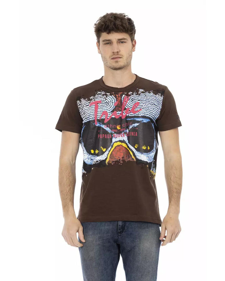 Short Sleeve T-shirt with Round Neck - Front Print L Men