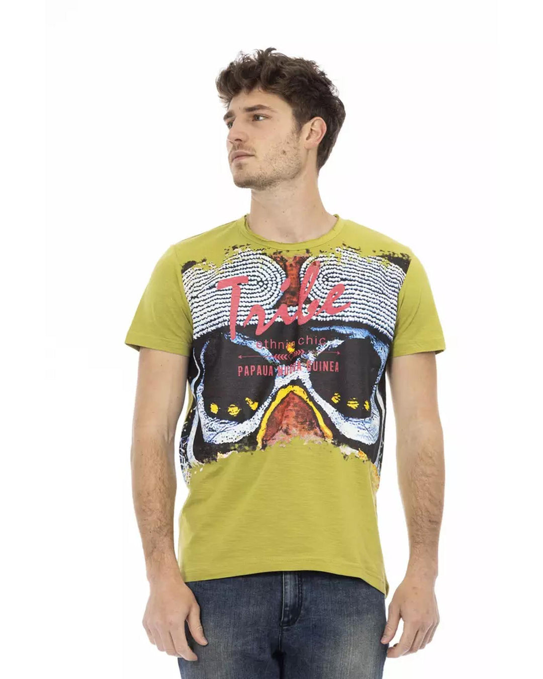 Short Sleeve T-shirt with Round Neck and Front Print M Men