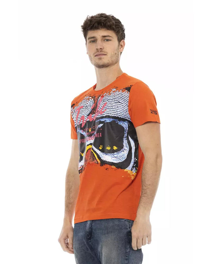 Short Sleeve Round Neck T-shirt with Front Print L Men