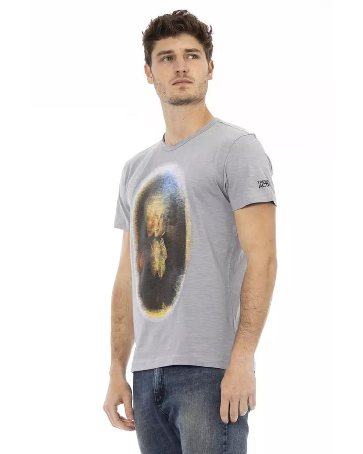 Short Sleeve T-shirt with Round Neck and Front Print M Men