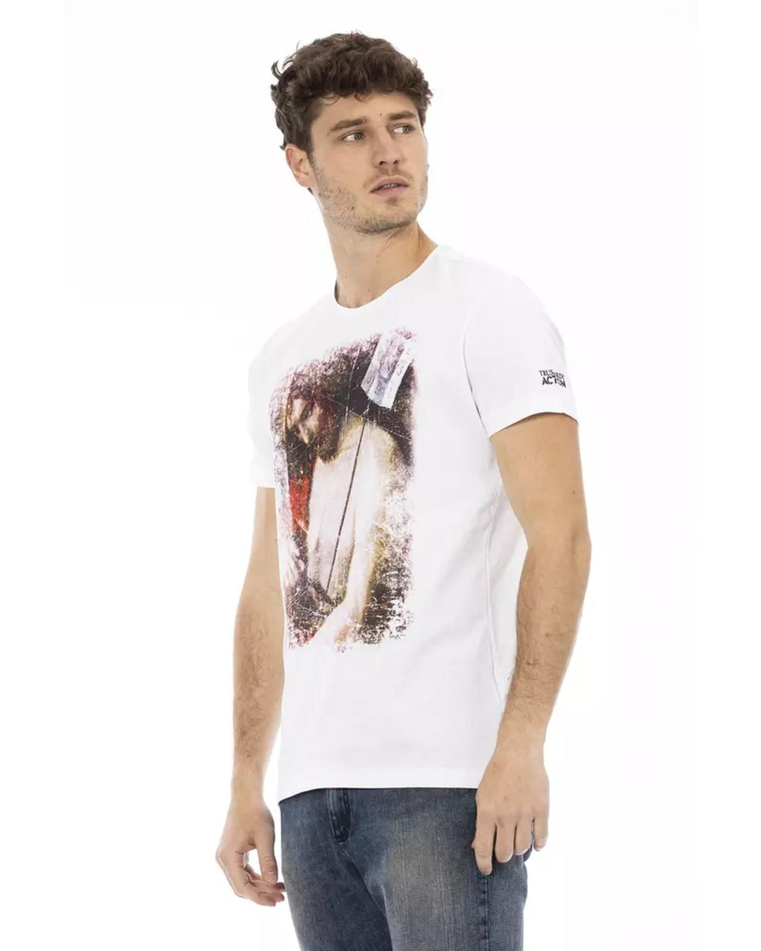 Front Print Short Sleeve T-shirt L Men