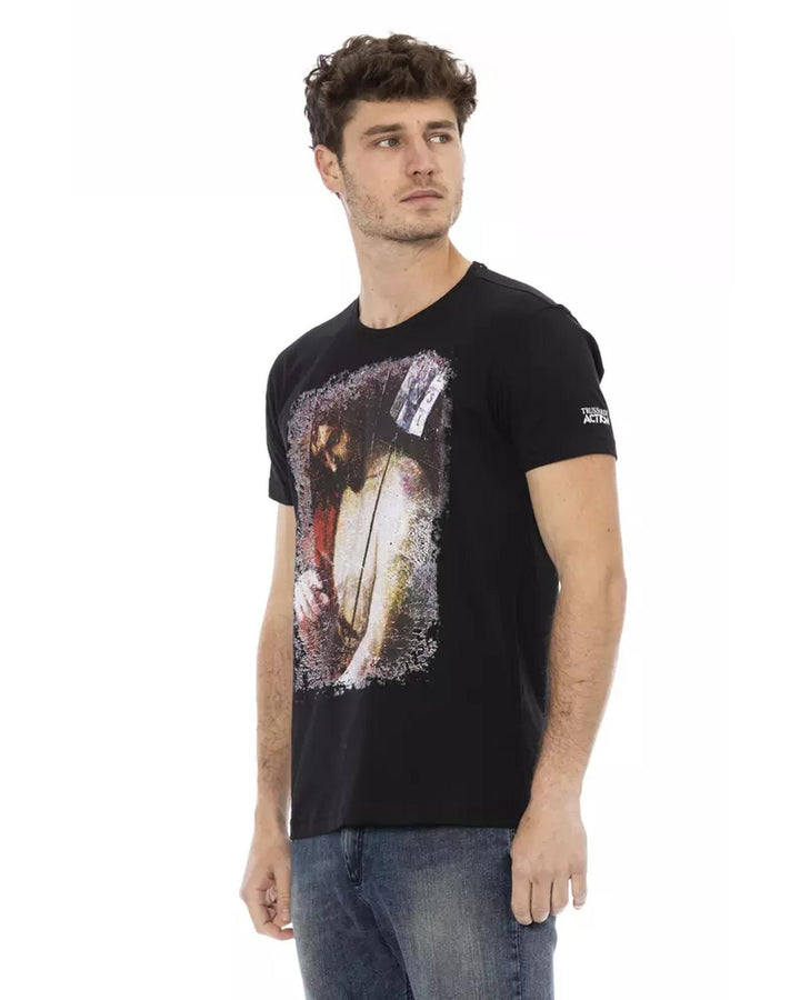 Short Sleeve T-shirt with Round Neck and Front Print 3XL Men