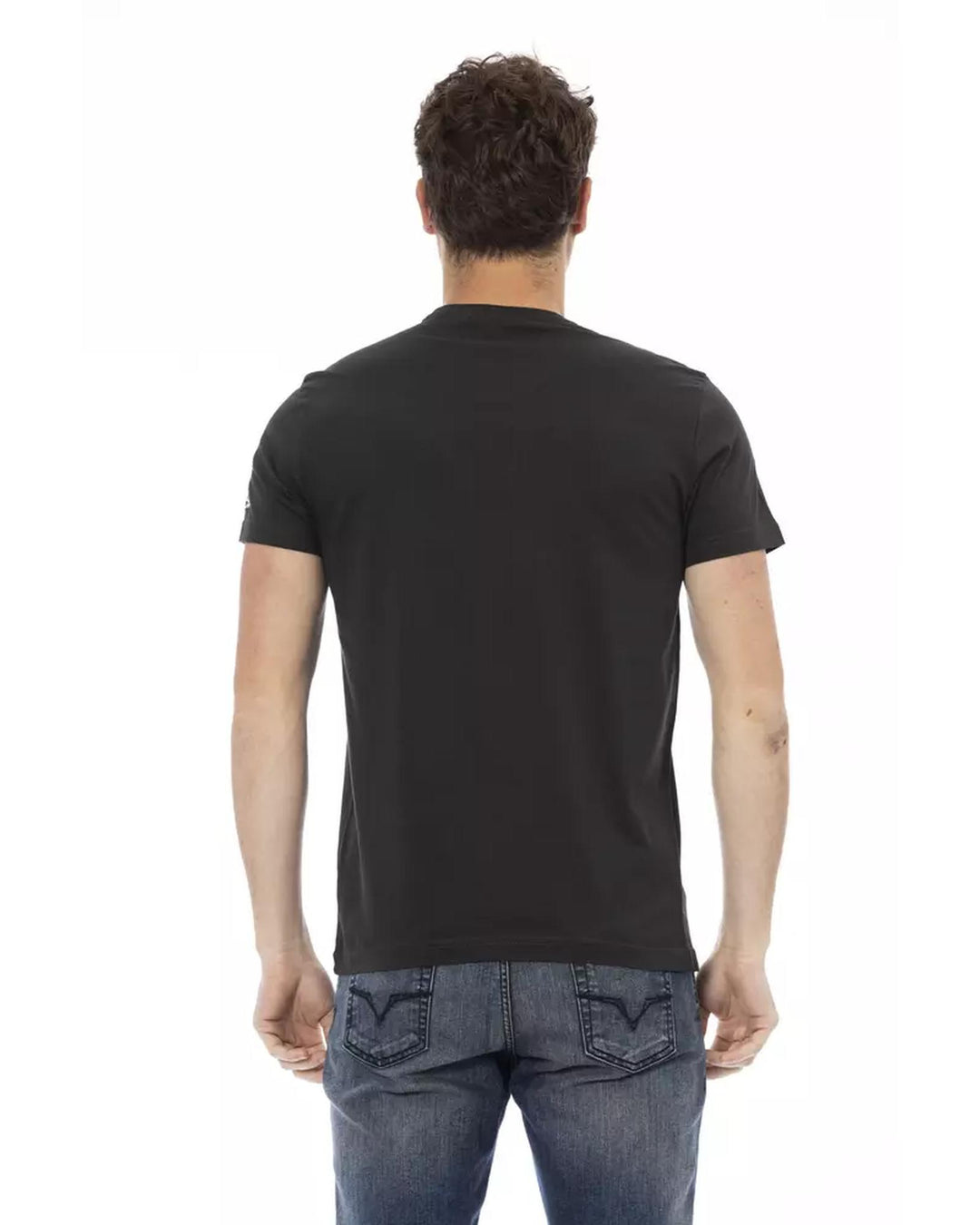 Short Sleeve T-shirt with Round Neck and Front Print 3XL Men