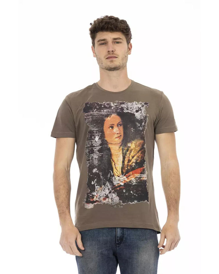 Printed Short Sleeve T-shirt with Round Neck 2XL Men