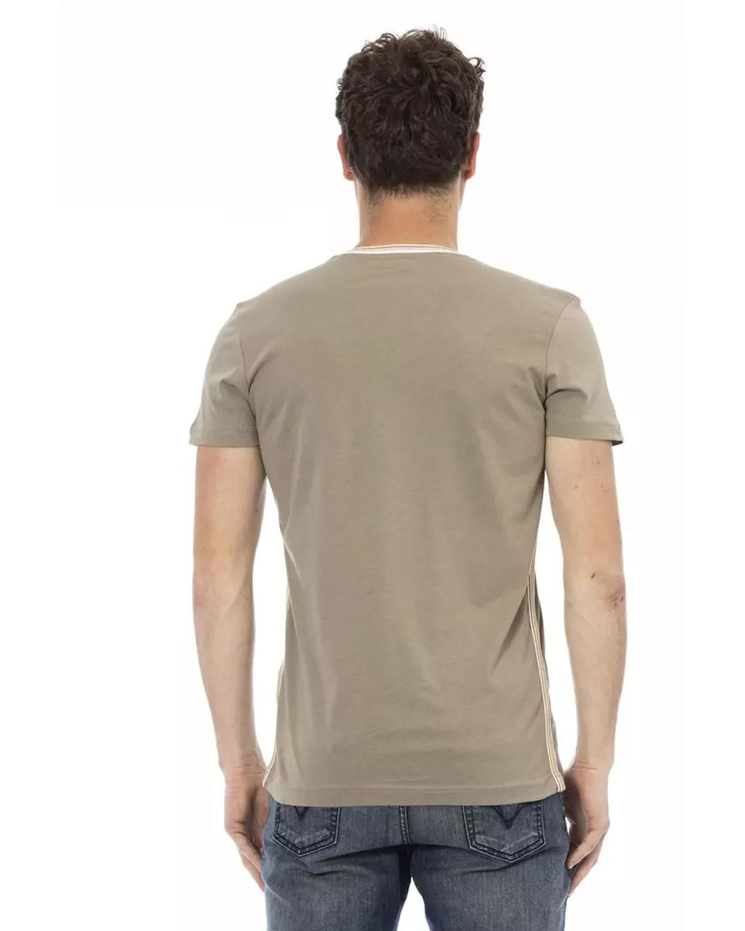 Short Sleeve T-shirt with V-neck and Front Print XL Men