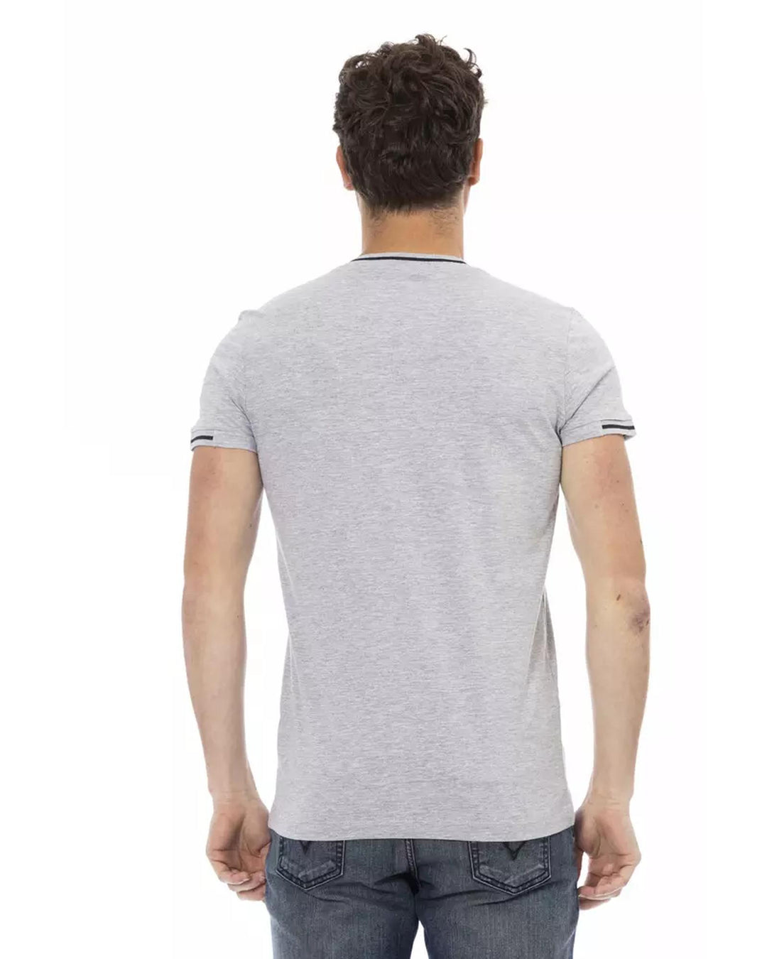 Short Sleeve Round Neck T-shirt with Front Print L Men