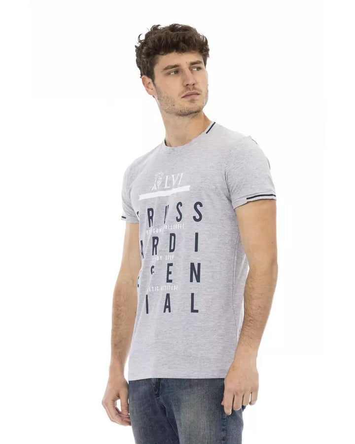 Short Sleeve Round Neck T-shirt with Front Print 2XL Men