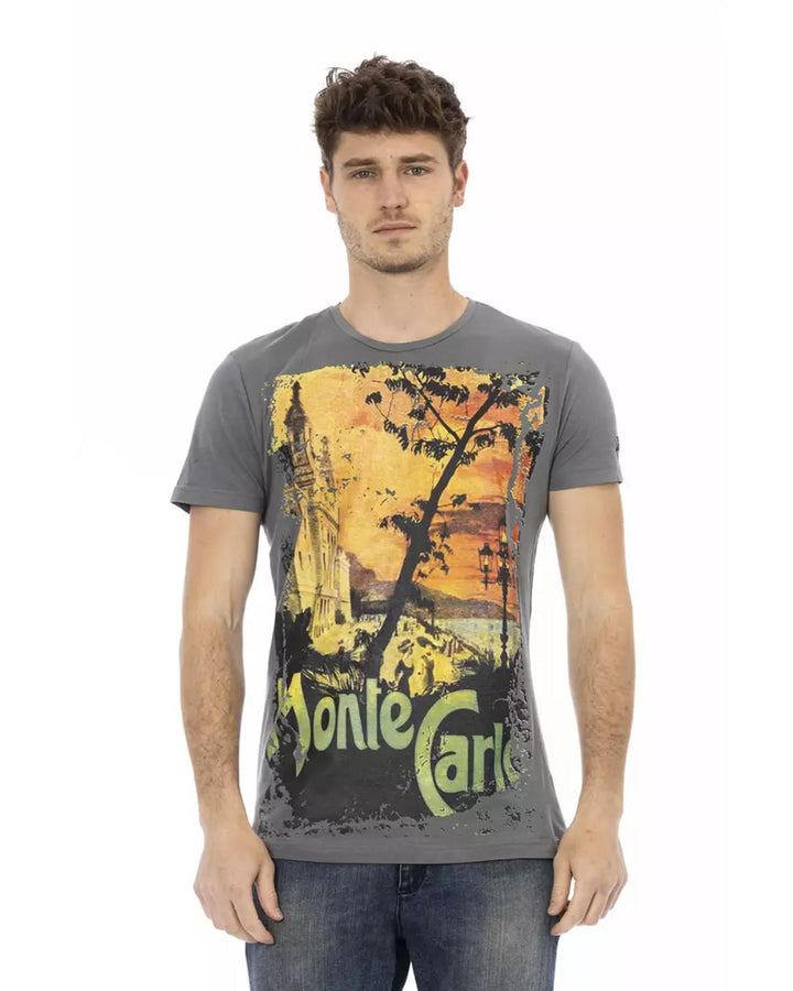 Short Sleeve T-Shirt with Round Neck and Front Print 2XL Men