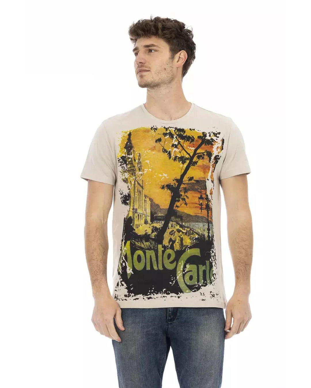 Short Sleeve T-shirt with Round Neck - Front Print L Men