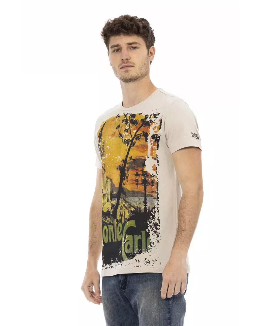 Short Sleeve T-shirt with Round Neck - Front Print L Men