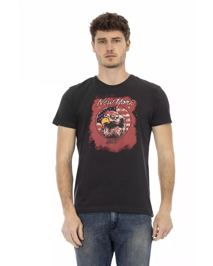 Short Sleeve T-shirt with Round Neck and Front Print L Men