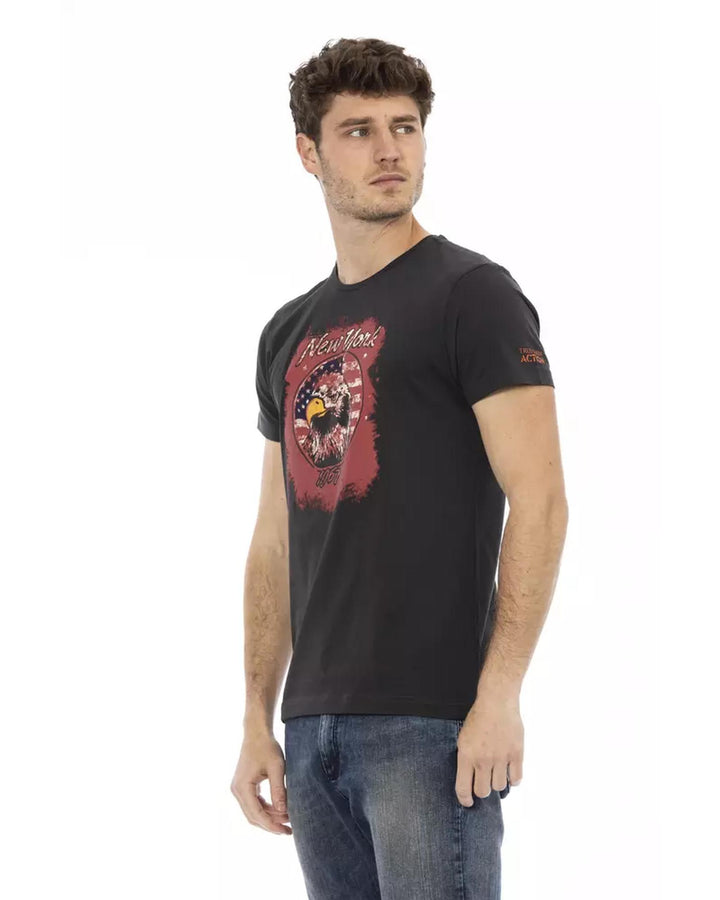 Short Sleeve T-shirt with Round Neck and Front Print XL Men