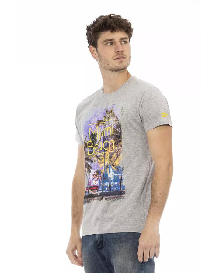 Short Sleeve T-shirt with Round Neck and Front Print 3XL Men