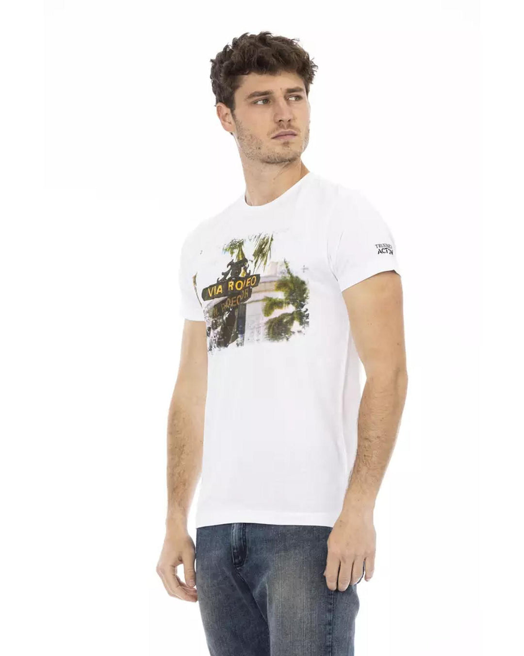 Short Sleeve T-shirt with Round Neck and Front Print L Men