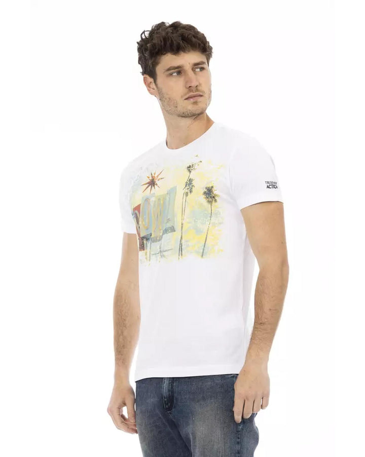 Short Sleeve T-shirt with Round Neck and Front Print L Men