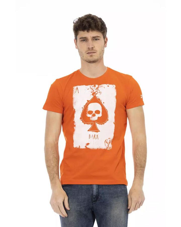 Short Sleeve T-shirt with Round Neck and Front Print 2XL Men