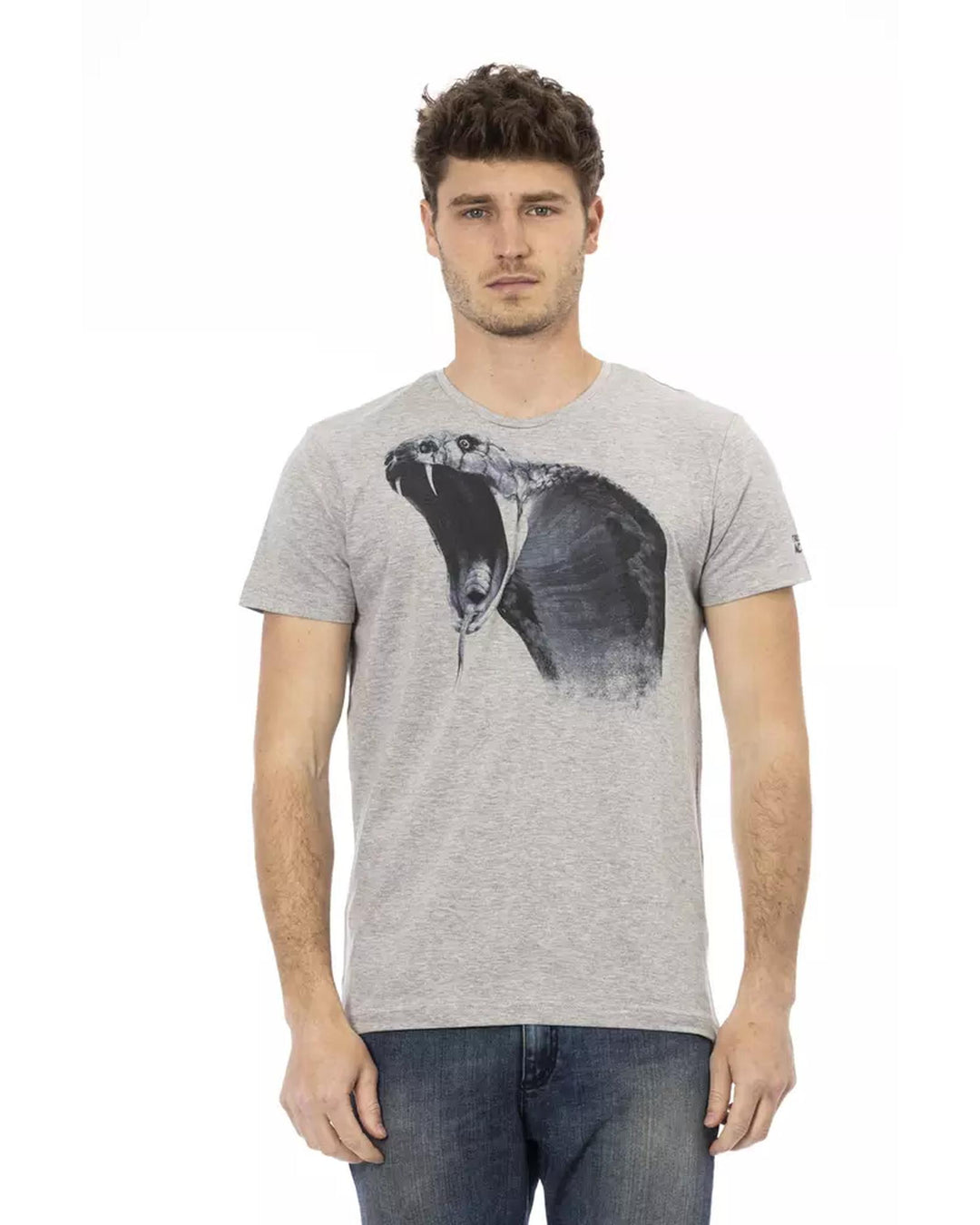 Short Sleeve T-shirt with Round Neck - Front Print M Men