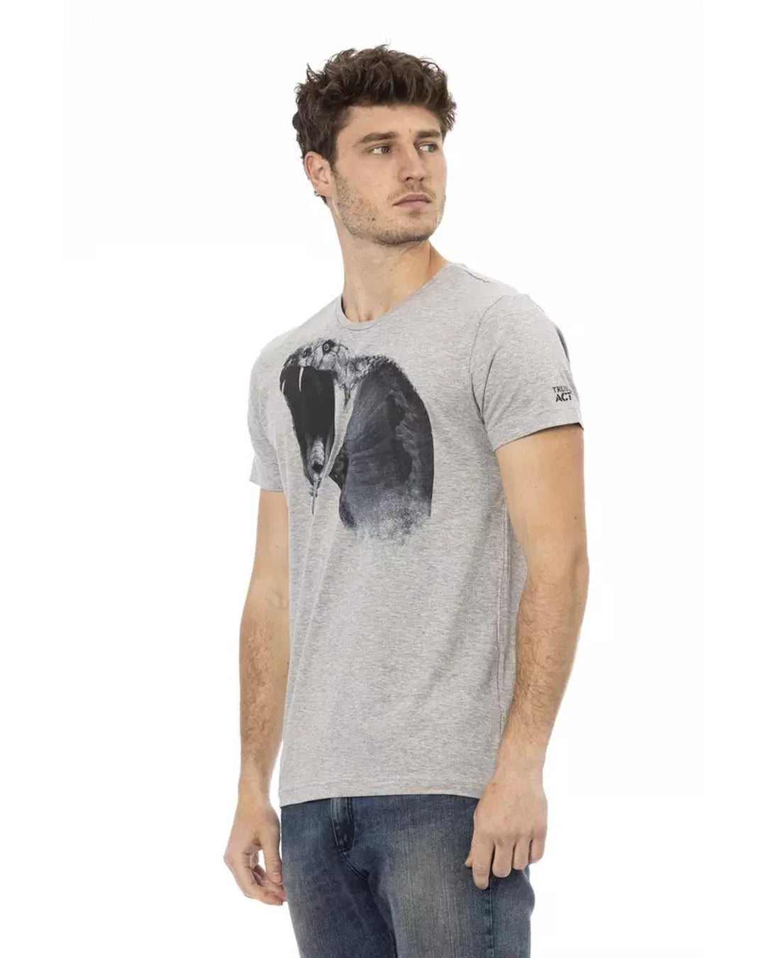 Short Sleeve T-shirt with Round Neck - Front Print XL Men