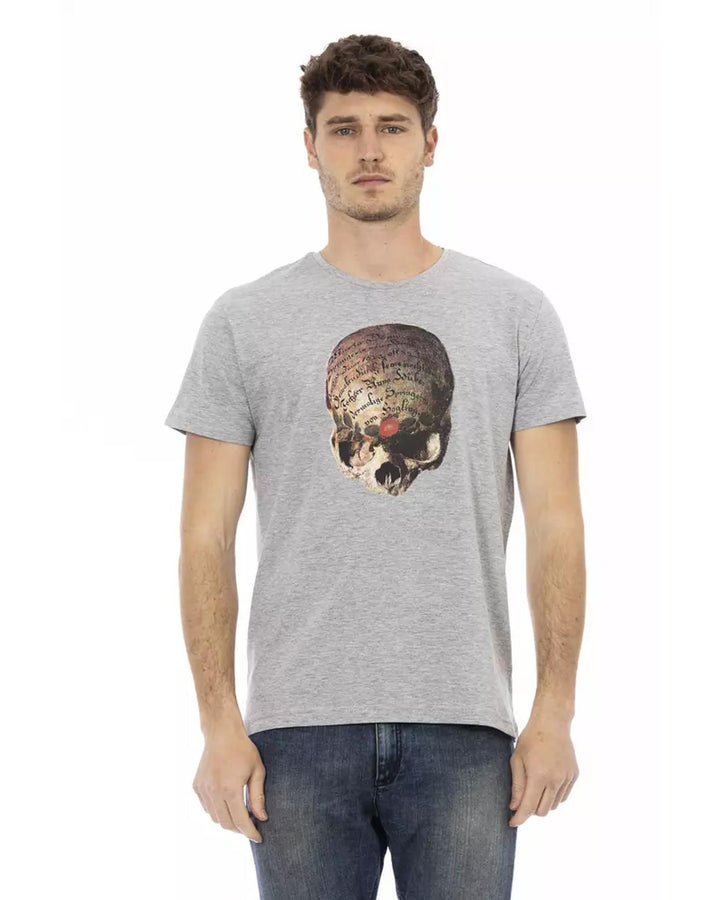 Round Neck Short Sleeve T-shirt with Front Print L Men