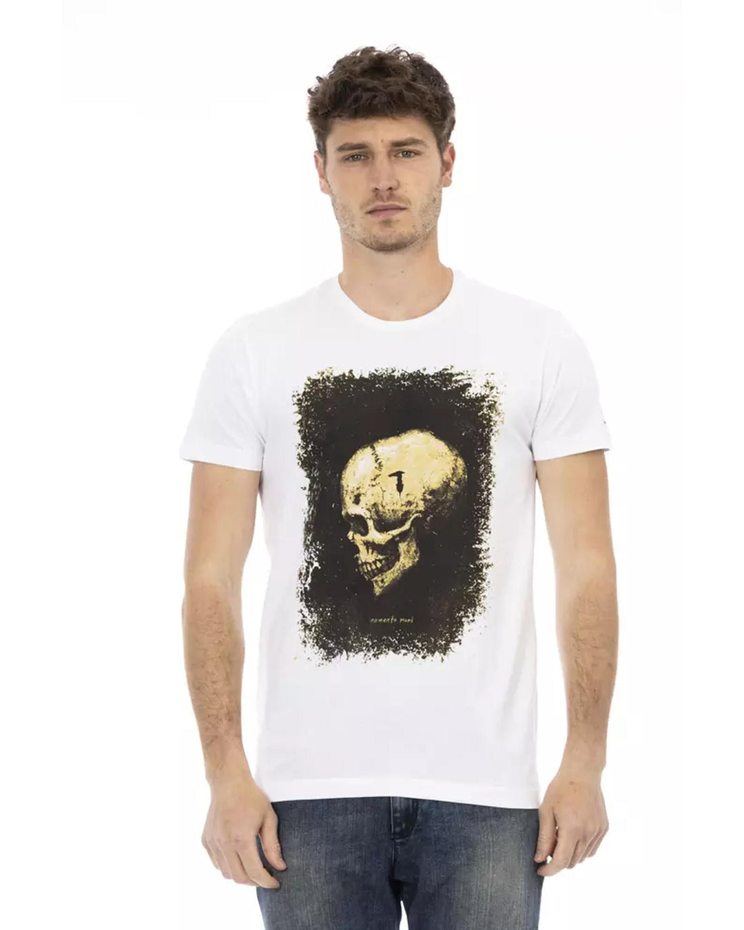 Short Sleeve Round Neck T-shirt with Front Print 3XL Men