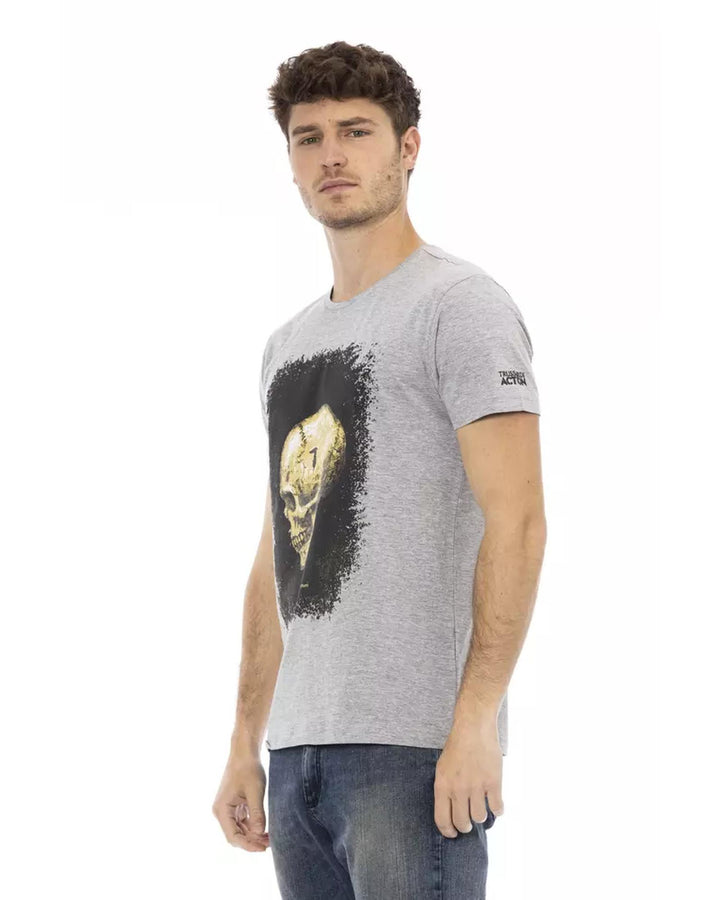 Short Sleeve T-shirt With Round Neck. Front Print. S Men