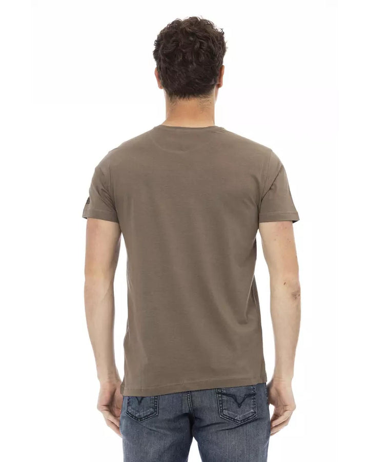 Short Sleeve Round Neck T-shirt with Front Print L Men