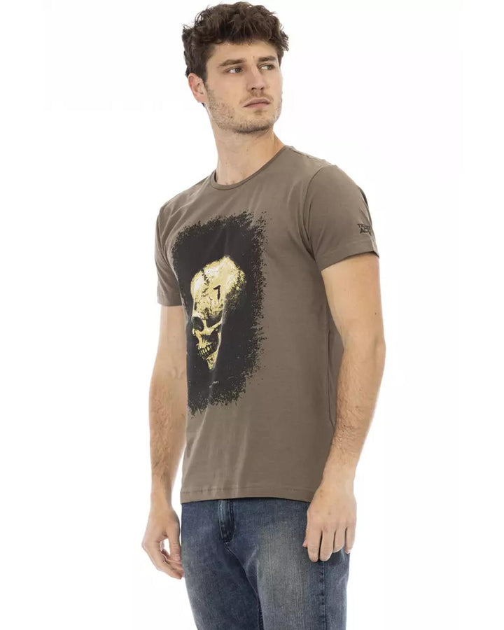 Short Sleeve Round Neck T-shirt with Front Print S Men