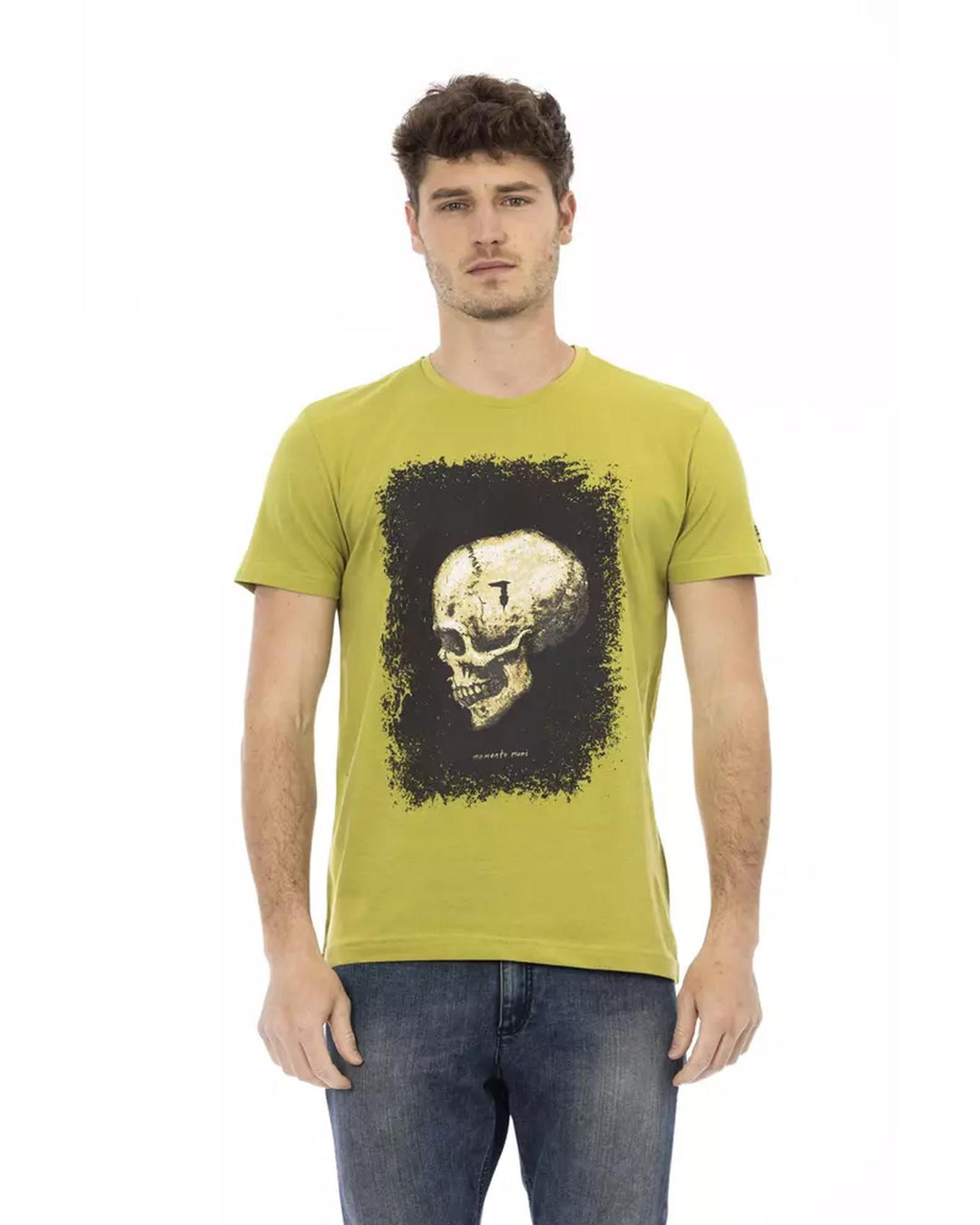 Short Sleeve Round Neck T-shirt with Front Print L Men