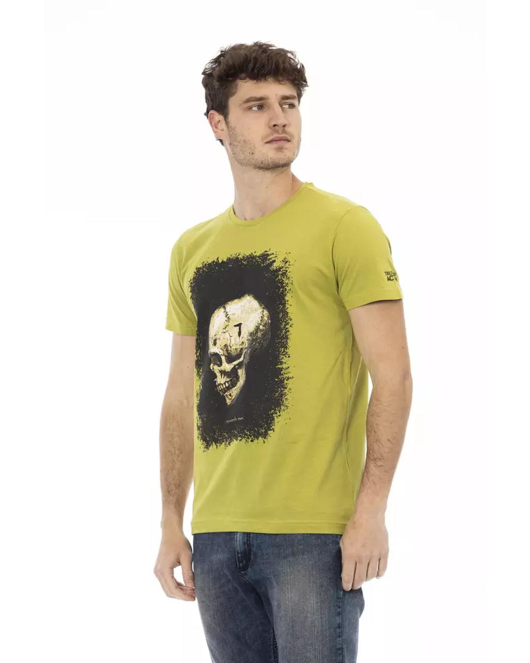 Short Sleeve Round Neck T-shirt with Front Print 2XL Men