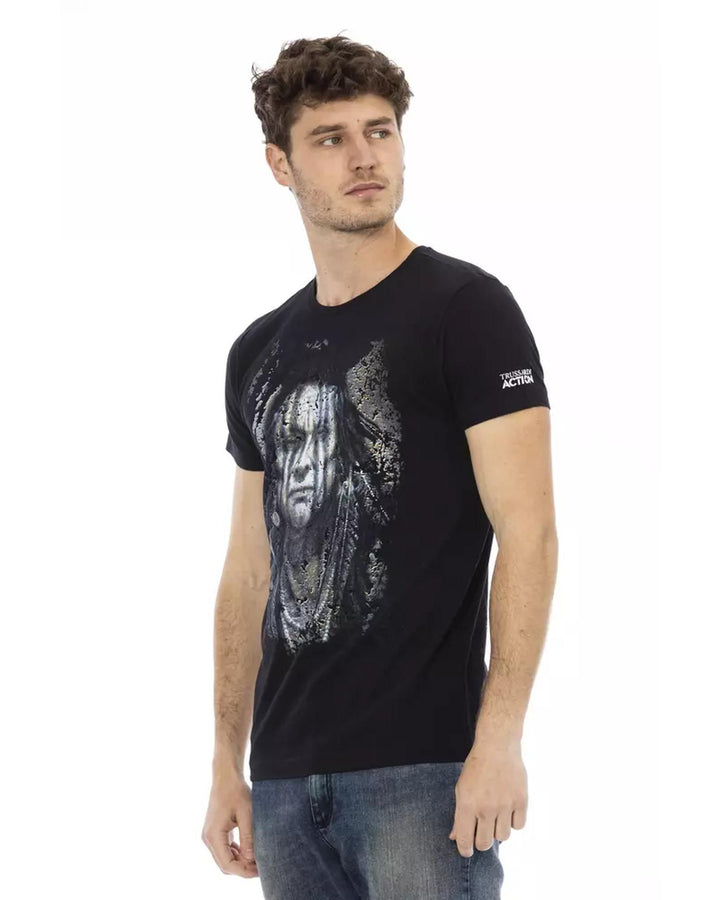 Short Sleeve Round Neck T-Shirt with Front Print L Men