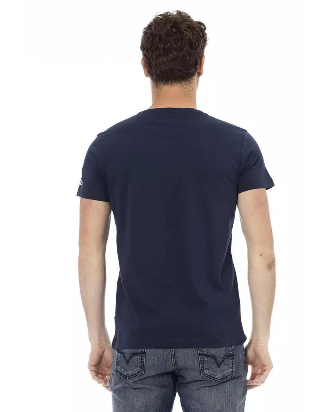 Short Sleeve T-shirt with Round Neck and Front Print L Men