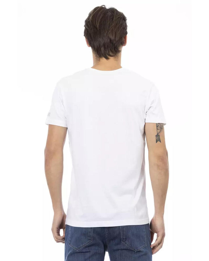 Short Sleeve T-shirt with V-neck and Front Print L Men