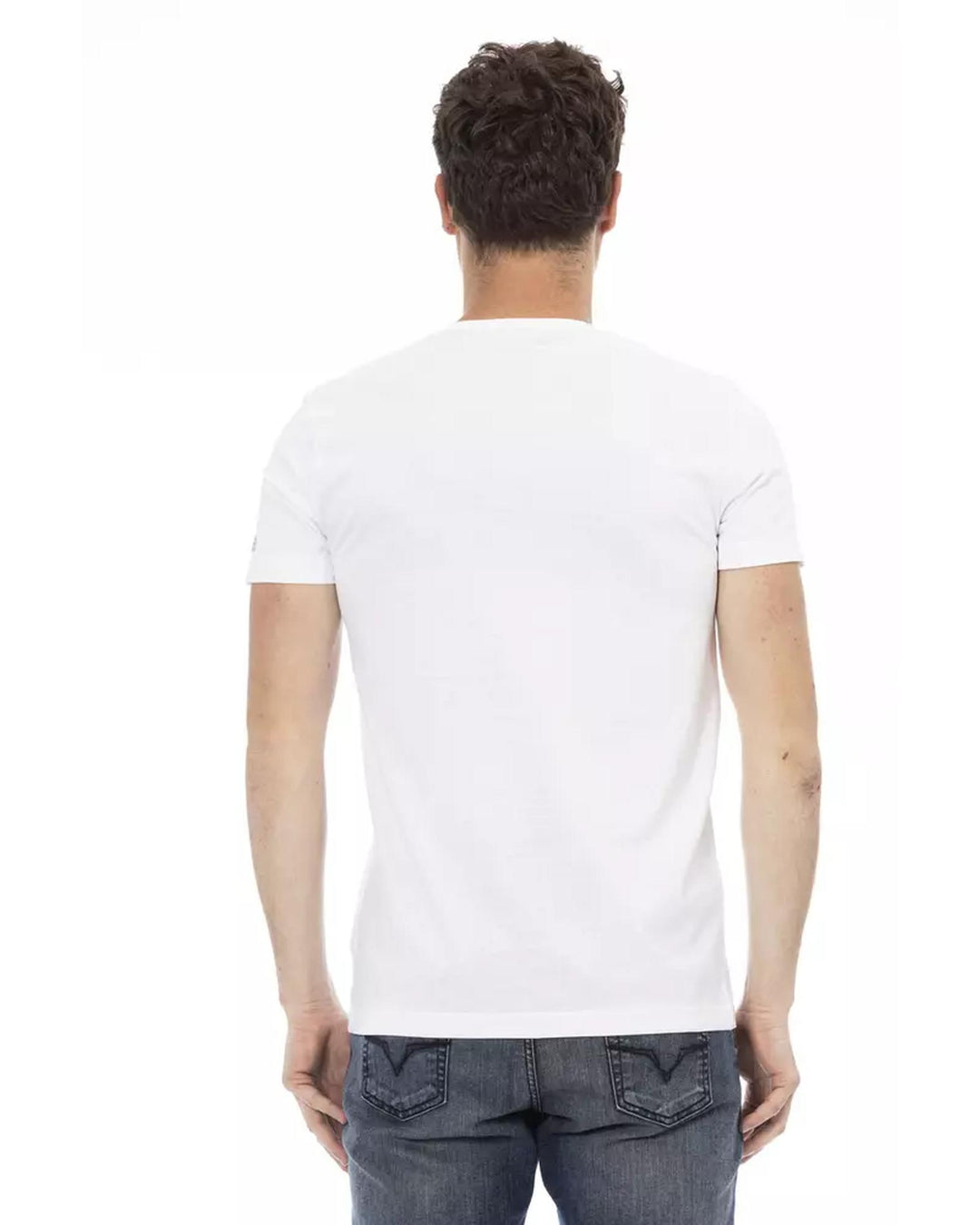 Short Sleeve V-Neck T-shirt with Front Print M Men