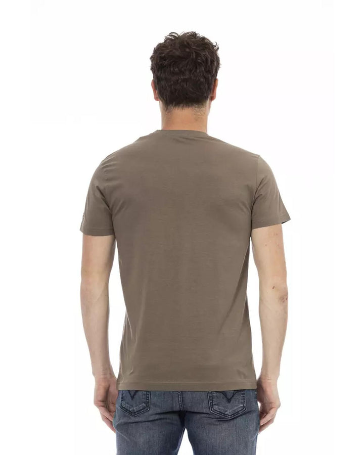 Short Sleeve V-Neck T-shirt with Front Print 3XL Men