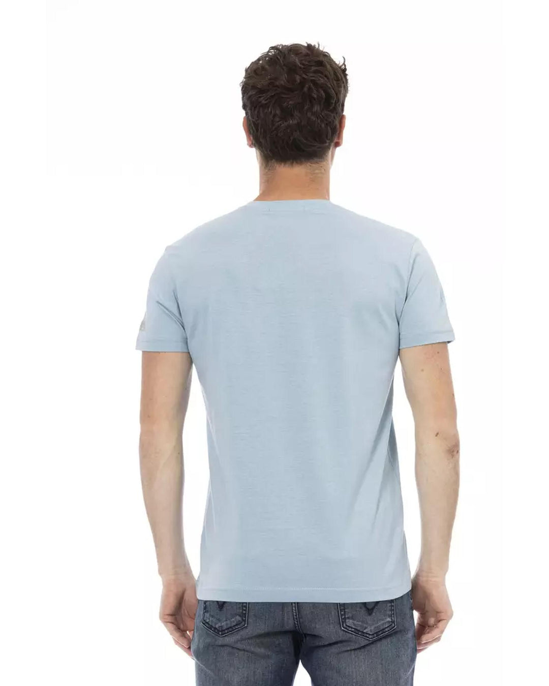 Short Sleeve T-shirt with V-neck and Front Print M Men