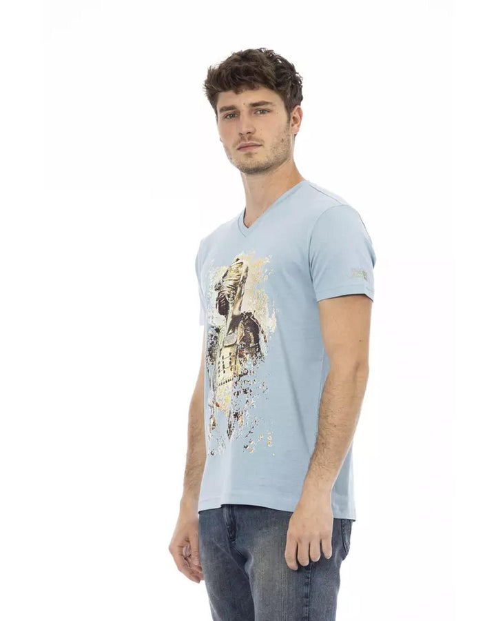 Short Sleeve T-shirt with V-neck and Front Print XL Men