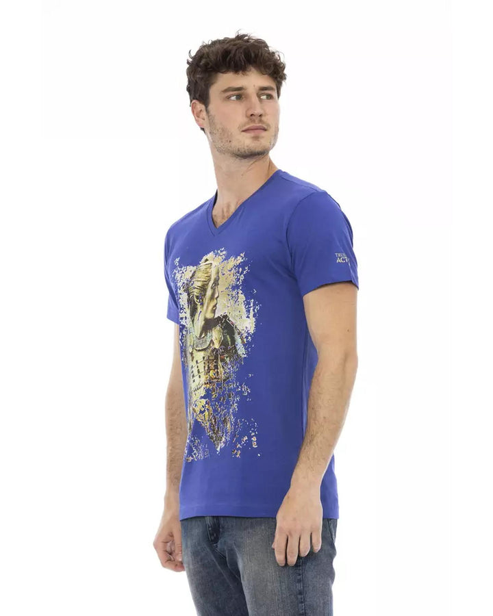 Short Sleeve V-Neck T-shirt with Front Print 2XL Men