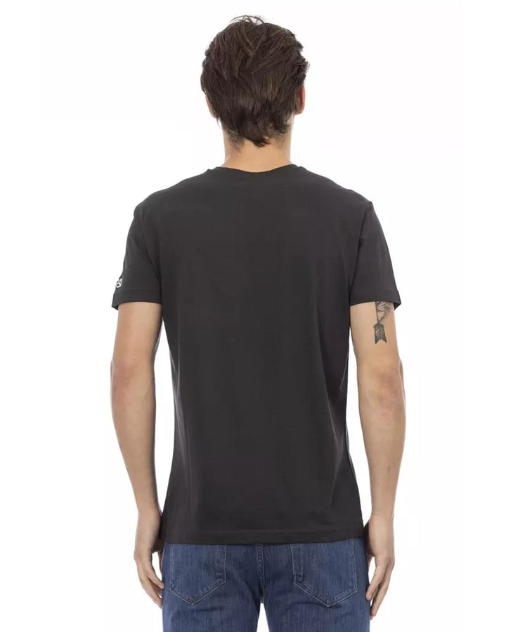 Short Sleeve T-shirt with V-neck and Front Print XL Men