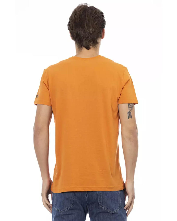 Short Sleeve V-Neck T-Shirt with Front Print 3XL Men