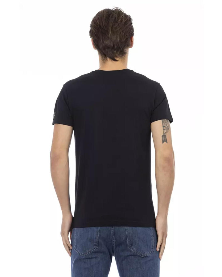 Short Sleeve T-shirt with V-neck and Front Print L Men