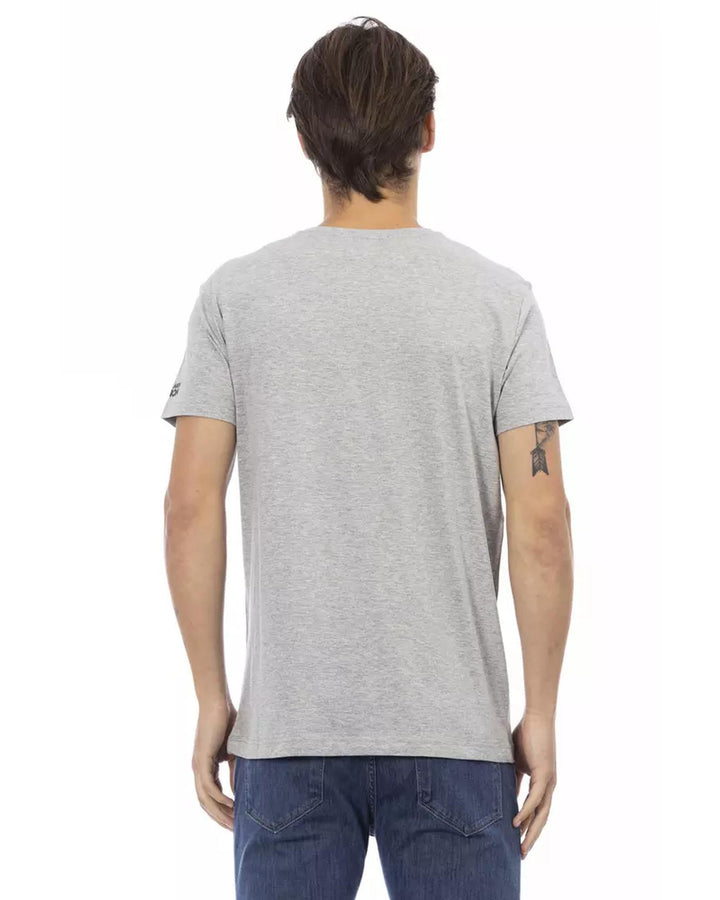 Short Sleeve T-shirt with V-neck and Front Print M Men