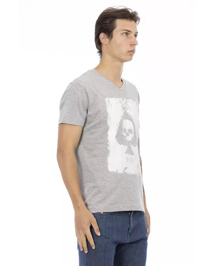 Short Sleeve T-shirt with V-neck and Front Print 3XL Men